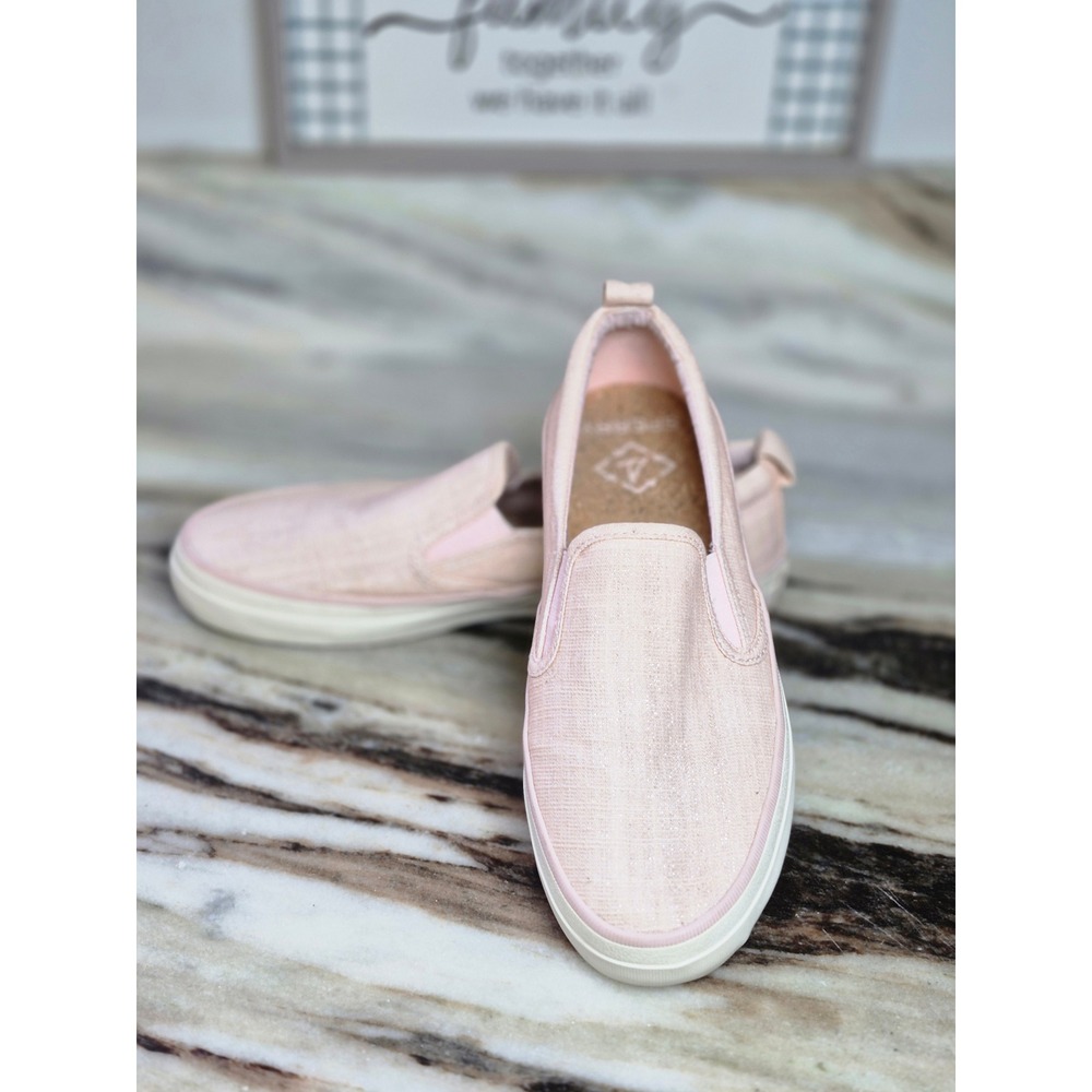 Sperry Crest Light Pink Slip On Sneakers Womens 7 Comfort Beach Coastal Preppy